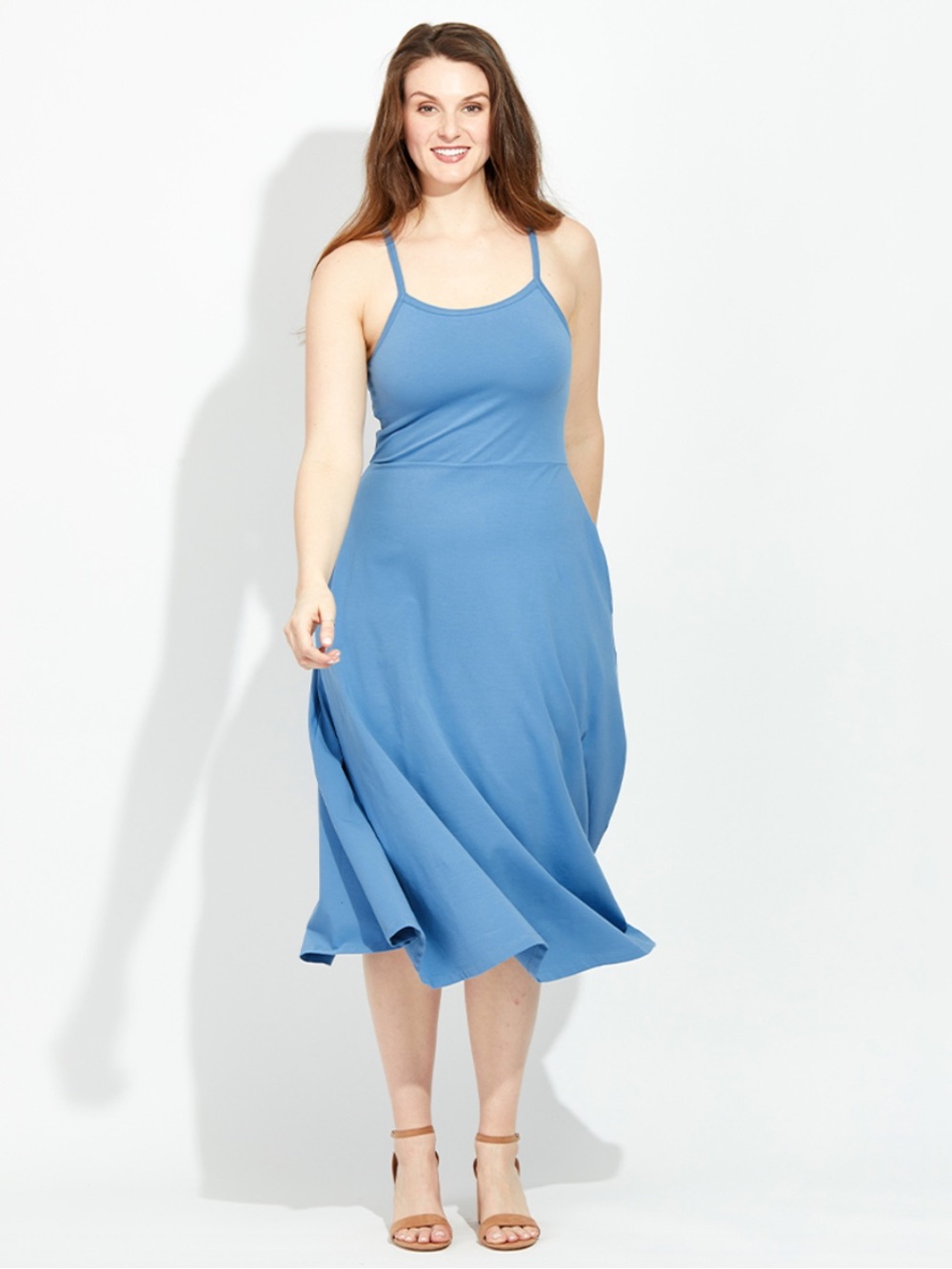 Pact Fit & Flare Midi Blue Dress Size XL